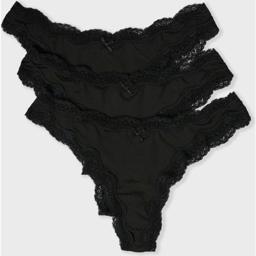 Lot de 3 tangas en microfibre et dentelle - Jim Micro - XS - Etam - Modalova