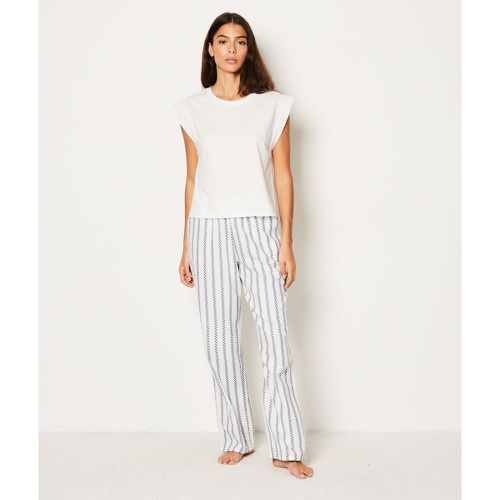 Pantalon de pyjama en coton détails broderie - Isra - XS - Etam - Modalova