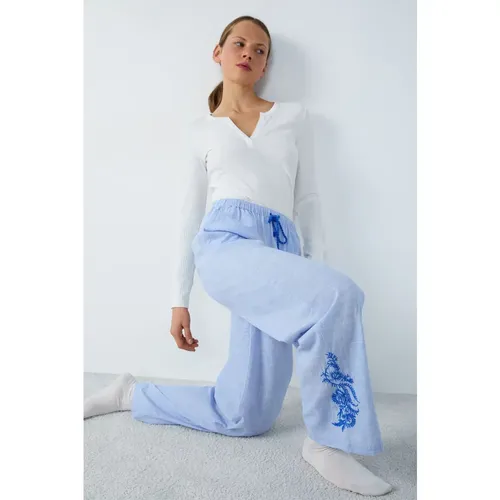 Pantalon de pyjama en coton détails broderie - Idienn - M - Etam - Modalova