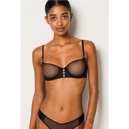 Soutien-gorge classique sans coques en soie et tulle - Midnight - 85B - Etam - Modalova