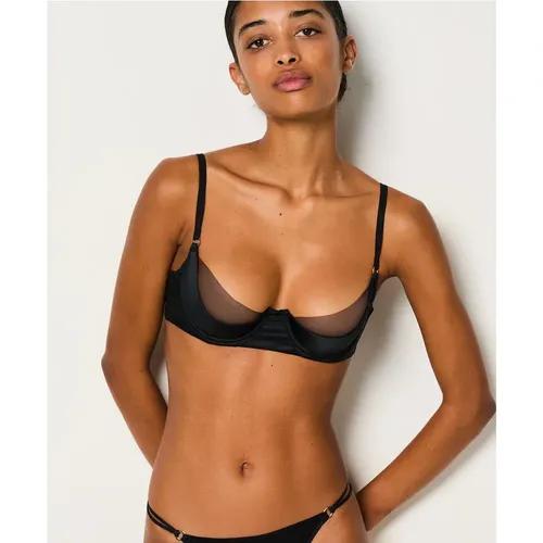 Soutien-gorge à coques fines en tulle et soie - Midnight - 85B - Etam - Modalova