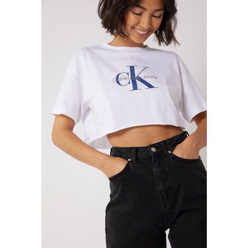 Biologique tee-shirt court à ourlet brut - White - Calvin Klein for NA-KD - Modalova
