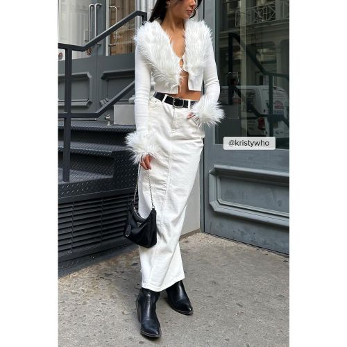 Gilet en maille bordé de fausse fourrure - White - NA-KD Trend - Modalova