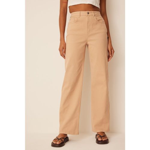 Jean large taille haute - Beige - Romee Strijd x NA-KD - Modalova