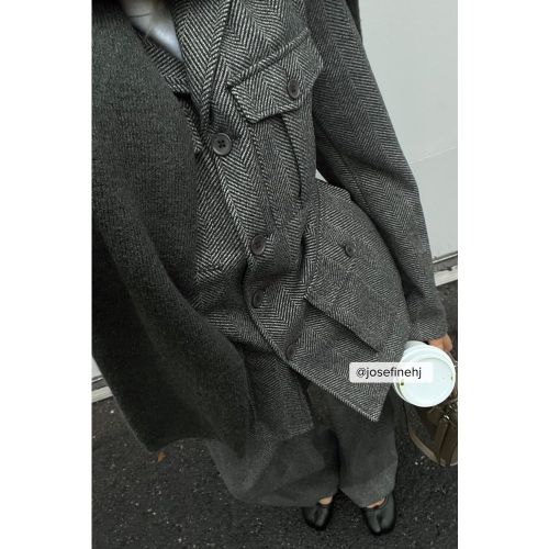 Veste en tweed - Grey - Josefine HJ x NA-KD - Modalova