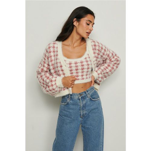 Cardigan en tricot à carreaux - Pink - NA-KD Trend - Modalova