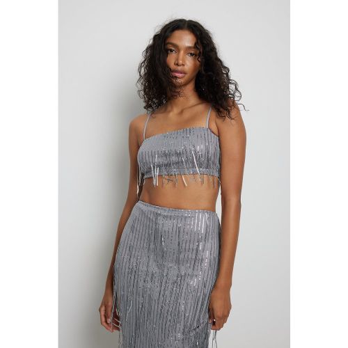Top à paillettes court - Silver - Handpicked x NA-KD - Modalova