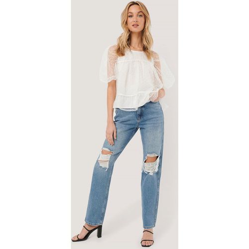 Distressed Straight Fit Jeans - Blue - NA-KD Trend - Modalova