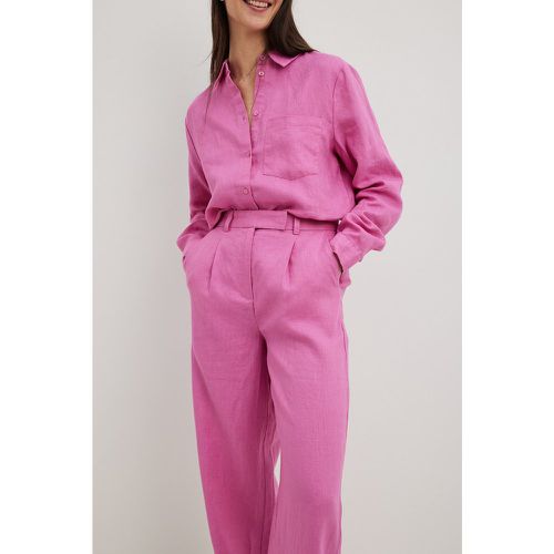 Pantalon large en lin - Pink - NA-KD Classic - Modalova