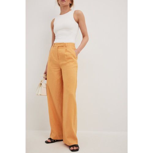 Pantalon large en lin - Orange - NA-KD Classic - Modalova