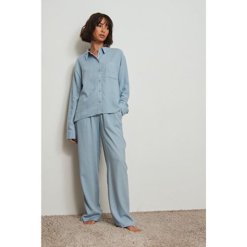 Pantalon confortable en lin - Blue - NA-KD Lingerie - Modalova