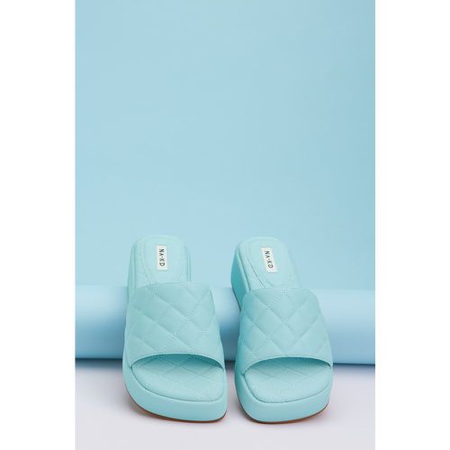 Quilted Flatform Slippers - Blue - NA-KD Shoes - Modalova