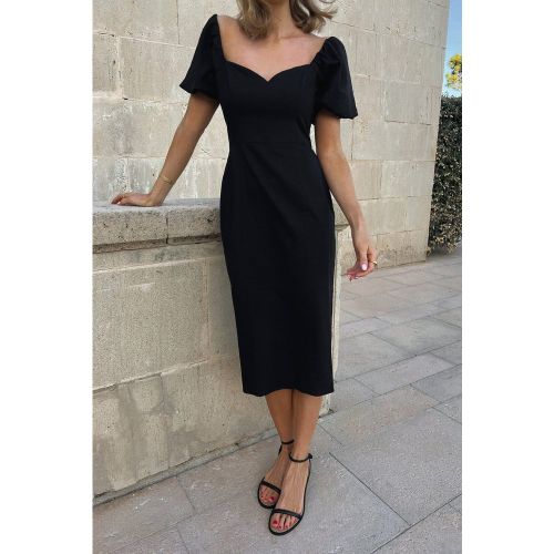 Robe mi-longue à encolure cœur - Black - Lydia Tomlinson x NA-KD - Modalova