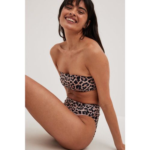 Haut de bikini bandeau rembourré - Leopard - NA-KD Swimwear - Modalova
