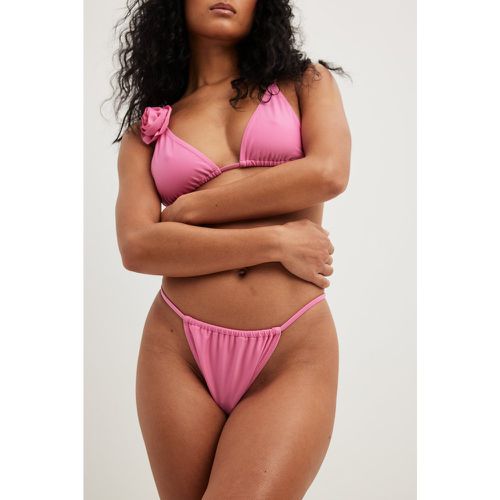 Culotte de bikini à cordon coulissant et détail rose - Pink - NA-KD Swimwear - Modalova