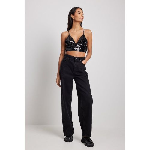 Haut col en V, sequin - Black - NA-KD Party - Modalova