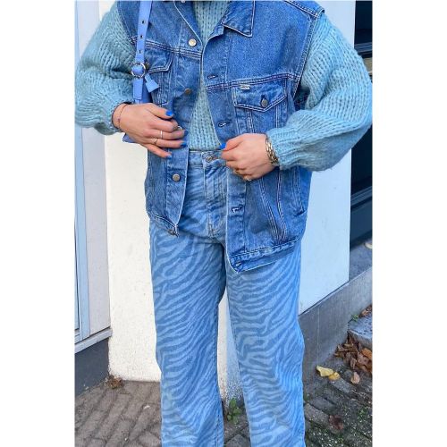 Jean droit imprimé - Blue - NA-KD Trend - Modalova