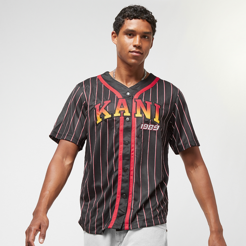 Serif Pinstripe Baseball Shirt, , Apparel, black/red/white, taille: S - Karl Kani - Modalova