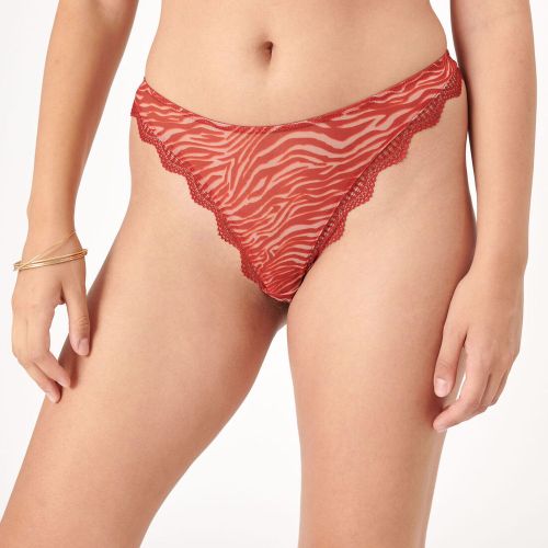 Tanga high leg en tulle zébré - XS - Undiz - Modalova