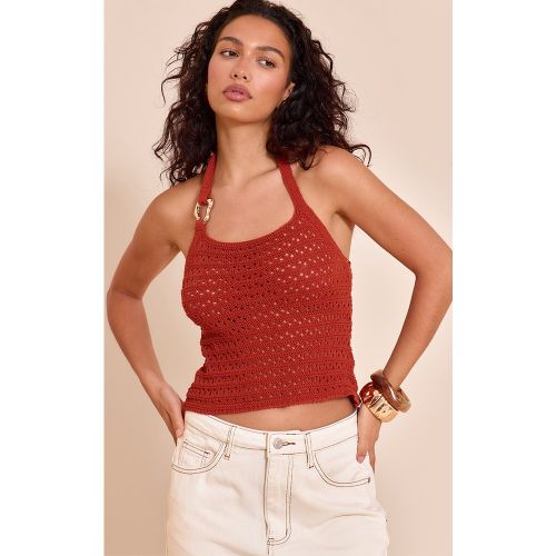 Top en maille style crochet à dos nu et empiècement - PrettyLittleThing - Modalova