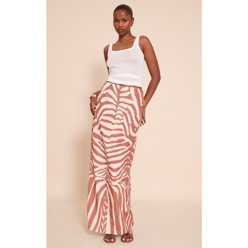 Jupe longue en mousseline de soie imprimé zèbre | Taille 38 - PrettyLittleThing - Modalova