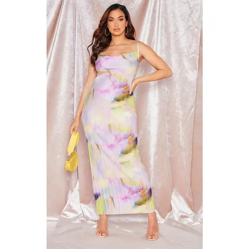 Maternité Robe de grossesse plissée longue violette imprimée aquarelle - PrettyLittleThing - Modalova