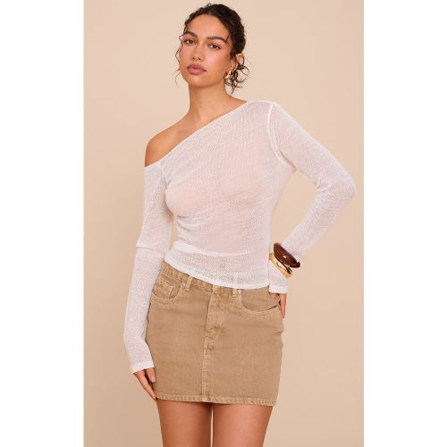 Top asymétrique en maille filigrane blanche - PrettyLittleThing - Modalova
