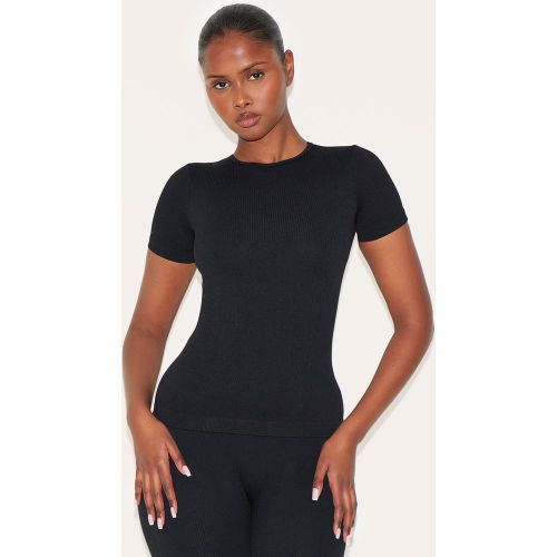T-shirt long côtelé à détail contours - PrettyLittleThing - Modalova