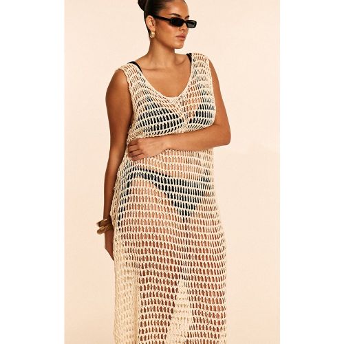 Plus Robe de plage longue en maille style crochet sans manches - PrettyLittleThing - Modalova