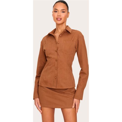 Chemise en maille sergée à boutons et taille cintrée | Taille 36 - PrettyLittleThing - Modalova