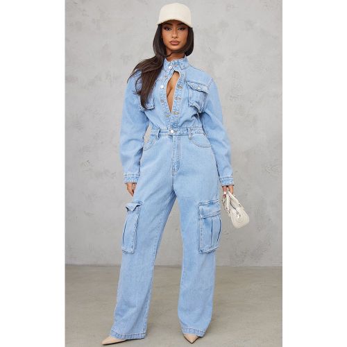 Petite Combinaison cargo large en jean - PrettyLittleThing - Modalova
