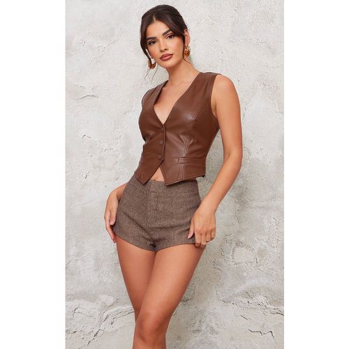 Veston ajusté en PU chocolat - PrettyLittleThing - Modalova