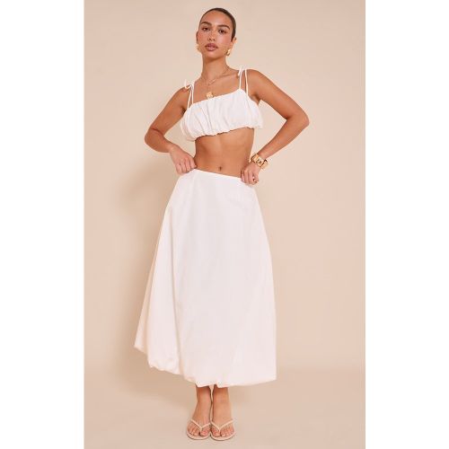 Jupe Boule longue Taille Basse en Popeline de Coton | Taille 44 - PrettyLittleThing - Modalova