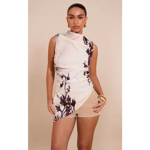 Top asymétrique tissé imprimé - PrettyLittleThing - Modalova