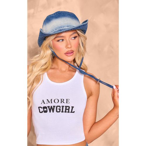 Chapeau de cow-boy en jean délavé - PrettyLittleThing - Modalova