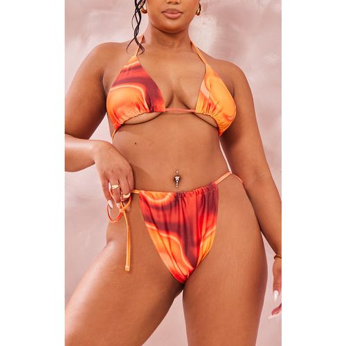 Plus Bas de maillot de bain imprimé abstrait à côtés noués - PrettyLittleThing - Modalova