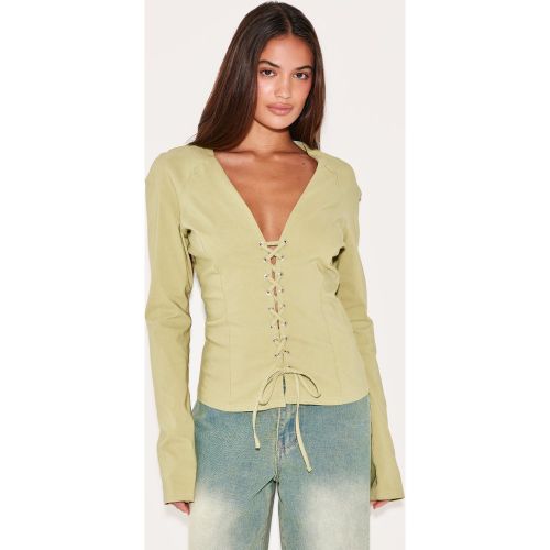 Chemise ajustée tissée stretch nouée devant - PrettyLittleThing - Modalova