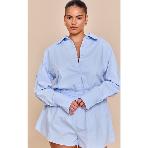 Plus Combishort jupe-short style chemise en coton froncé à étages - PrettyLittleThing - Modalova