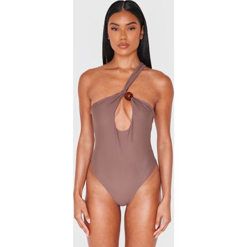 Maillot de bain découpé à perle et épaule unique - PrettyLittleThing - Modalova
