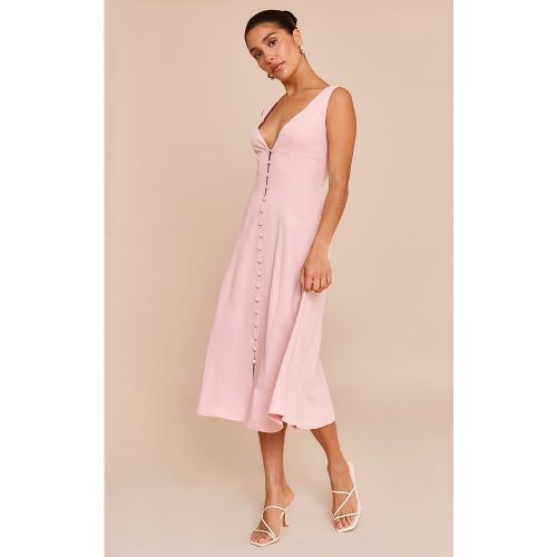 Petite Robe mi-longue rose pâle à décolleté et boutons - PrettyLittleThing - Modalova