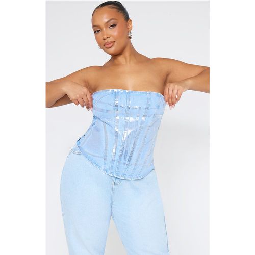 Plus Corset en jean délavé à effet aluminium - PrettyLittleThing - Modalova