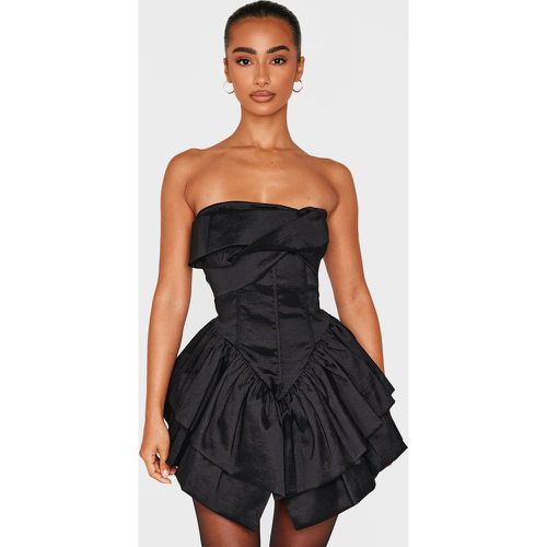 Petite Mini robe bustier à détail corset et ourlet volanté - PrettyLittleThing - Modalova