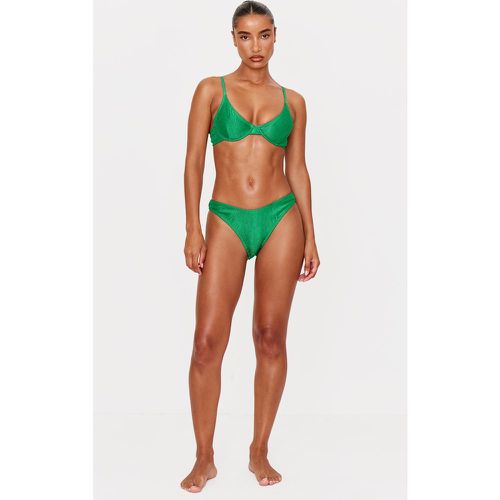 Bas de maillot de bain échancré crêpé métallique - PrettyLittleThing - Modalova