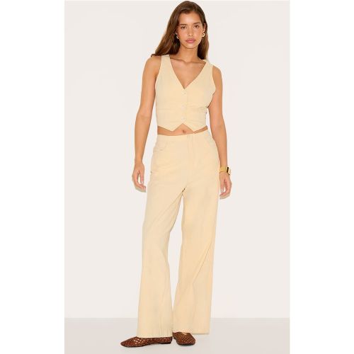 Pantalon large en effet lin à taille mi-haute - PrettyLittleThing - Modalova