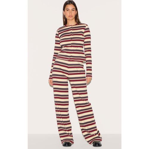 Pantalon droit côtelé à rayures et taille mi-haute - PrettyLittleThing - Modalova
