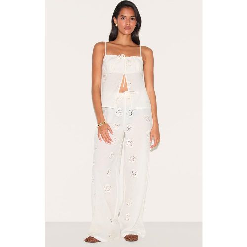 Pantalon droit à tourbillons brodés - PrettyLittleThing - Modalova