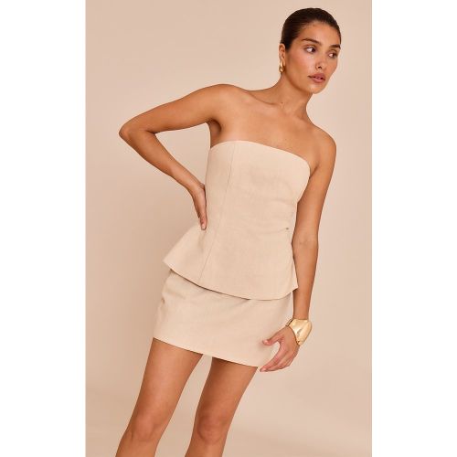 Petite Top bustier long en effet lin deluxe - PrettyLittleThing - Modalova