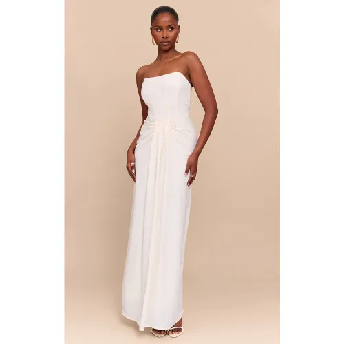 Robe bustier longue drapée à détail corset - PrettyLittleThing - Modalova
