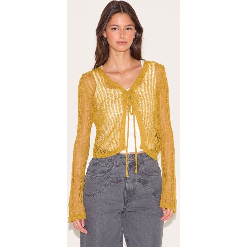 Top court en maille tricot ajourée transparente noué devant - PrettyLittleThing - Modalova