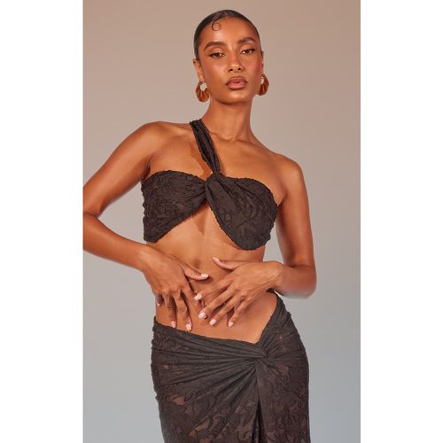 Top bandeau transparent imprimé fleuri à noeud et détail asymétrique - PrettyLittleThing - Modalova